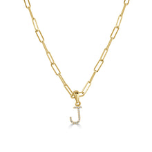 Load image into Gallery viewer, 14k Yellow Gold &amp; Diamond Paperclip Initial Necklace