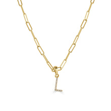 Load image into Gallery viewer, 14k Yellow Gold &amp; Diamond Paperclip Initial Necklace