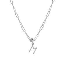 Load image into Gallery viewer, 14k White Gold &amp; Diamond Paperclip Initial Necklace