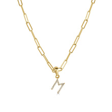 Load image into Gallery viewer, 14k Yellow Gold &amp; Diamond Paperclip Initial Necklace