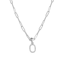 Load image into Gallery viewer, 14k White Gold &amp; Diamond Paperclip Initial Necklace