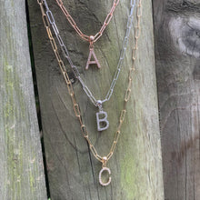 Load image into Gallery viewer, 14k Yellow Gold &amp; Diamond Paperclip Initial Necklace