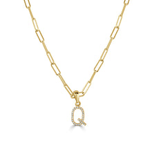 Load image into Gallery viewer, 14k Yellow Gold &amp; Diamond Paperclip Initial Necklace