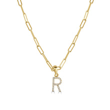 Load image into Gallery viewer, 14k Yellow Gold &amp; Diamond Paperclip Initial Necklace