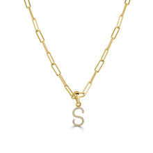 Load image into Gallery viewer, 14k Yellow Gold &amp; Diamond Paperclip Initial Necklace