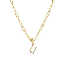 Load image into Gallery viewer, 14k Yellow Gold &amp; Diamond Paperclip Initial Necklace