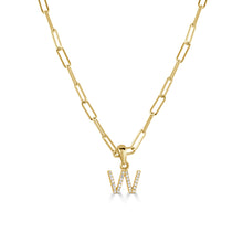 Load image into Gallery viewer, 14k Yellow Gold &amp; Diamond Paperclip Initial Necklace