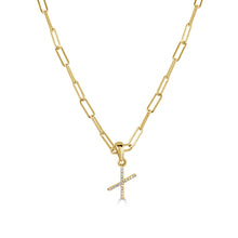 Load image into Gallery viewer, 14k Yellow Gold &amp; Diamond Paperclip Initial Necklace