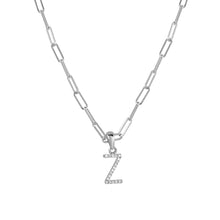 Load image into Gallery viewer, 14k White Gold &amp; Diamond Paperclip Initial Necklace