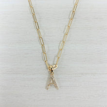 Load image into Gallery viewer, 14k Yellow Gold &amp; Diamond Paperclip Initial Necklace