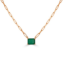 Load image into Gallery viewer, 14k Gold &amp; Emerald Paperclip Link Necklace