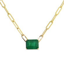 Load image into Gallery viewer, 14k Gold &amp; Emerald Paperclip Link Necklace
