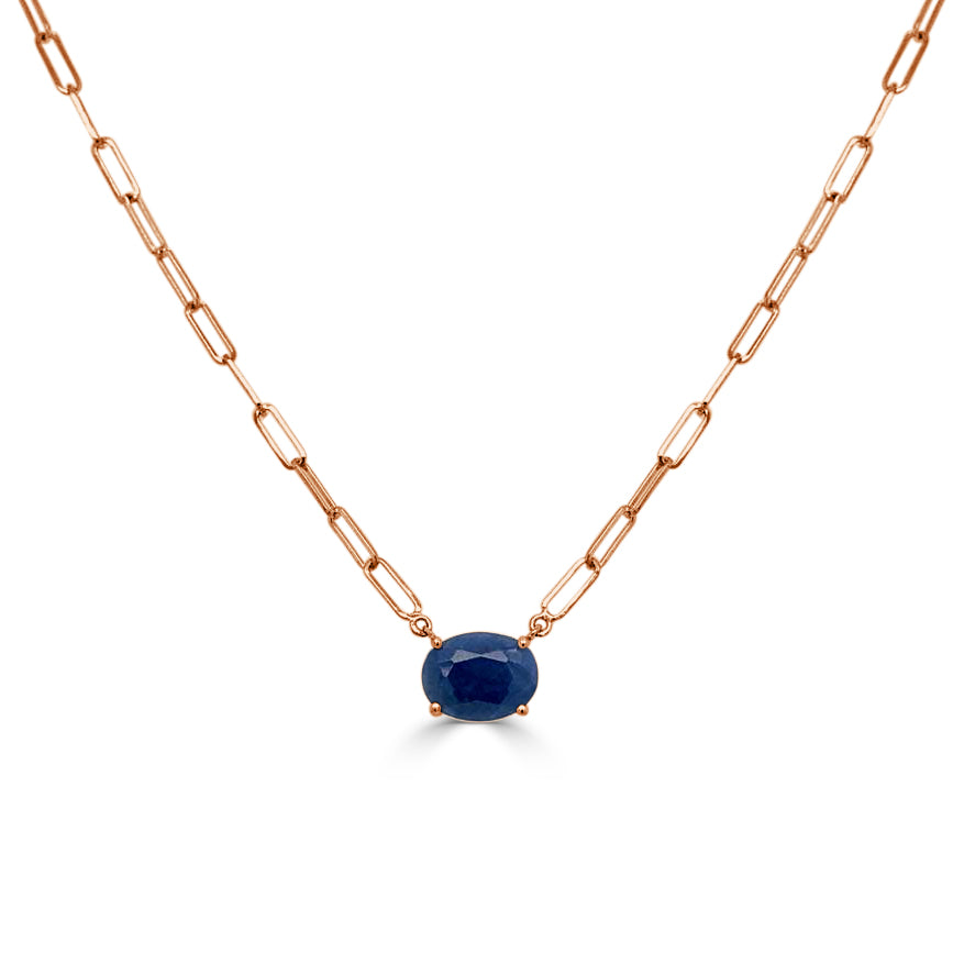 14k Gold & Sapphire Link Necklace