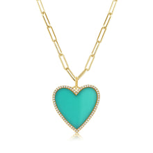 Load image into Gallery viewer, 14k Gold &amp; Diamond Turquoise Heart Charm