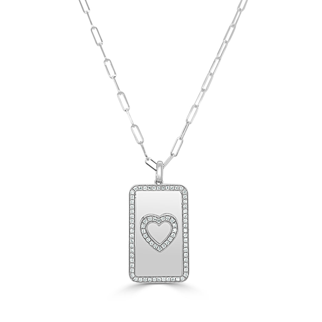 14k Gold & Diamond Heart Paperclip Necklace