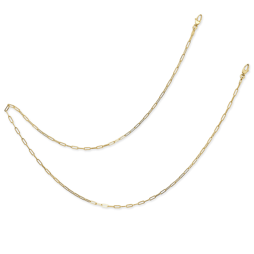 14k Gold Paperclip Link Mask Chain