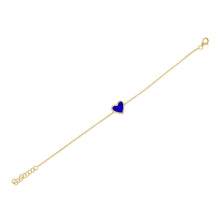 Load image into Gallery viewer, 14k Gold &amp; Diamond Lapis Heart Bracelet