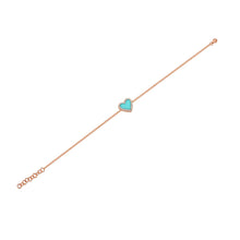 Load image into Gallery viewer, 14k Gold &amp; Diamond Turquoise Heart Bracelet