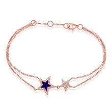 Load image into Gallery viewer, 14k Gold &amp; Diamond Lapis Star Bracelet