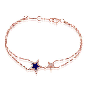 14k Gold & Diamond Lapis Star Bracelet