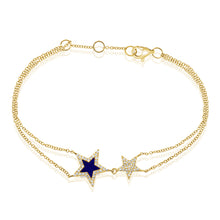 Load image into Gallery viewer, 14k Gold &amp; Diamond Lapis Star Bracelet