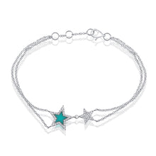 Load image into Gallery viewer, 14k Gold Turquoise &amp; Diamond Star Bracelet