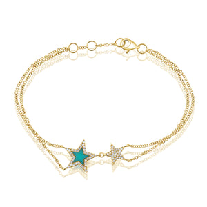 14k Gold & Diamond Star Bracelet