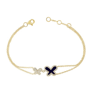 14k Gold & Diamond Lapis Butterfly Bracelet