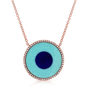 14k Gold & Turquoise Evil Eye Necklace