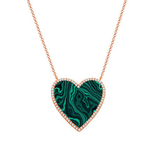 Load image into Gallery viewer, 14k Gold Diamond &amp; Malachite Heart Necklace