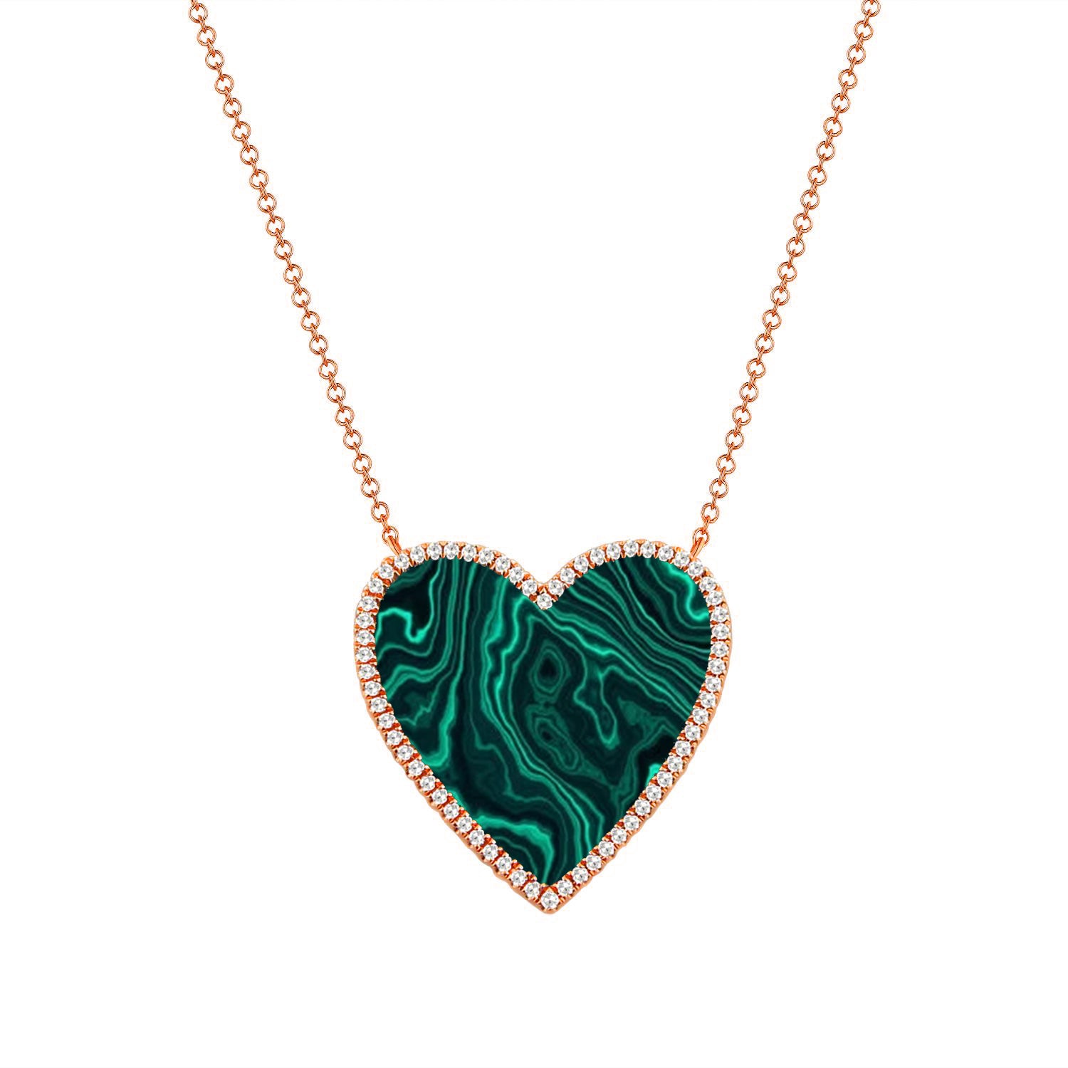 Mini Malachite Heart Necklace With Rainbow Pave, Malachite Heart Necklace,  Rainbow Heart Necklace, Silver or Gold - Etsy