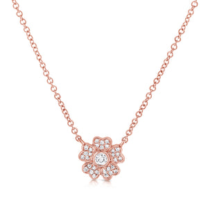 14k Gold & Diamond Flower Necklace
