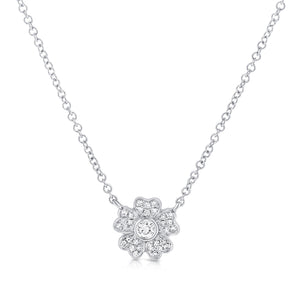 14k Gold & Diamond Flower Necklace