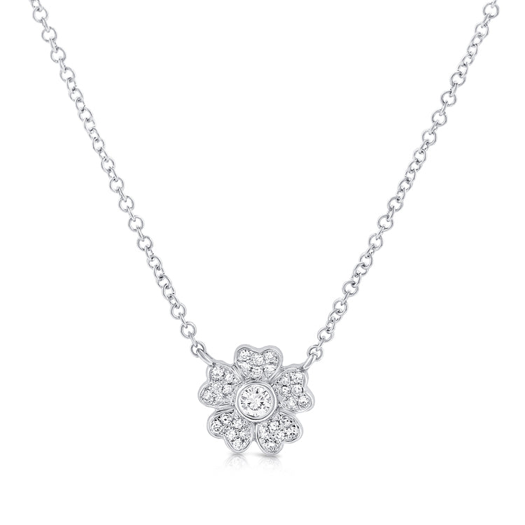 14k Gold & Diamond Flower Necklace