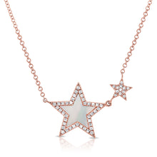 Load image into Gallery viewer, 14k Gold Pearl &amp; Diamond Star Necklace