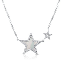 Load image into Gallery viewer, 14k Gold Pearl &amp; Diamond Star Necklace