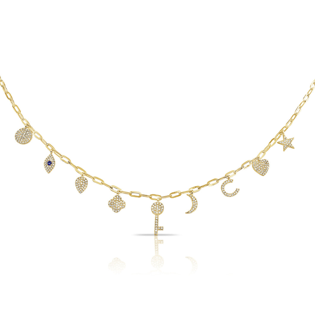 14k Gold & Diamond Charm Necklace