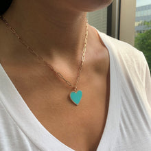 Load image into Gallery viewer, 14k Gold &amp; Diamond Turquoise Heart Charm