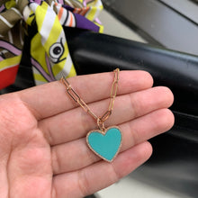 Load image into Gallery viewer, 14k Gold &amp; Diamond Turquoise Heart Charm