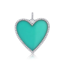 Load image into Gallery viewer, 14k Gold &amp; Diamond Turquoise Heart Charm