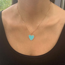 Load image into Gallery viewer, 14k Gold &amp; Diamond Turquoise Heart Charm