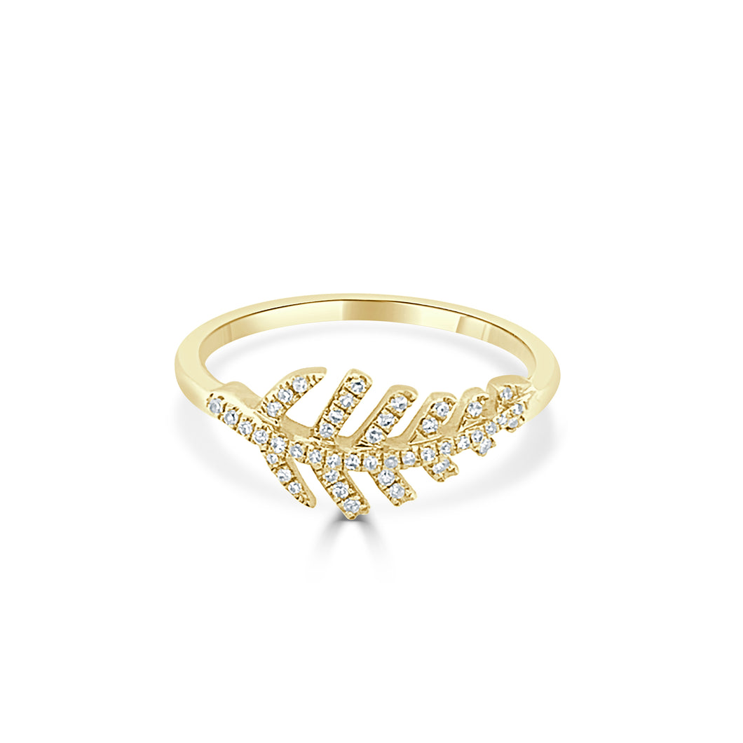 14k Gold & Diamond Leaf Ring