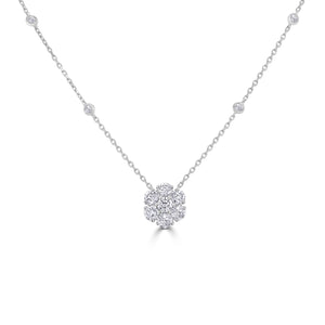 14k Gold & Diamond Flower Necklace