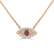 Load image into Gallery viewer, 14k Gold &amp; Diamond with Ruby Evil Eye Necklace