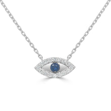 Load image into Gallery viewer, 14k Gold &amp; Diamond with Sapphire Evil Eye Necklace