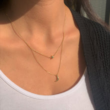 Load image into Gallery viewer, 14k Gold Moon &amp; Star Necklace