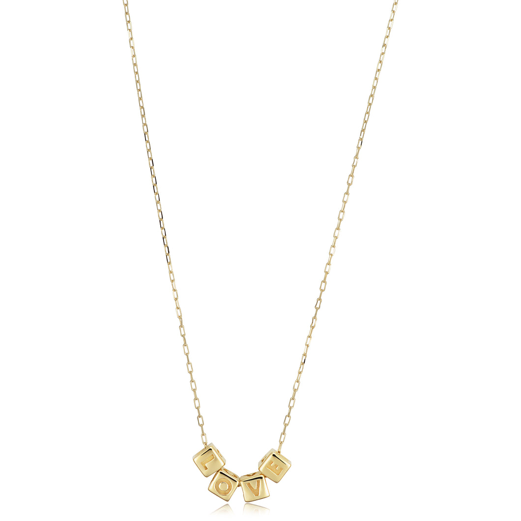 14k Gold Block Love Necklace