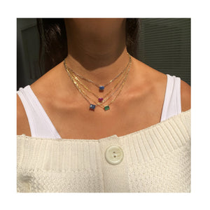 14k Gold & Emerald Paperclip Link Necklace