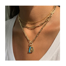 Load image into Gallery viewer, 14k Gold &amp; Turquoise Initial Necklace - Medium