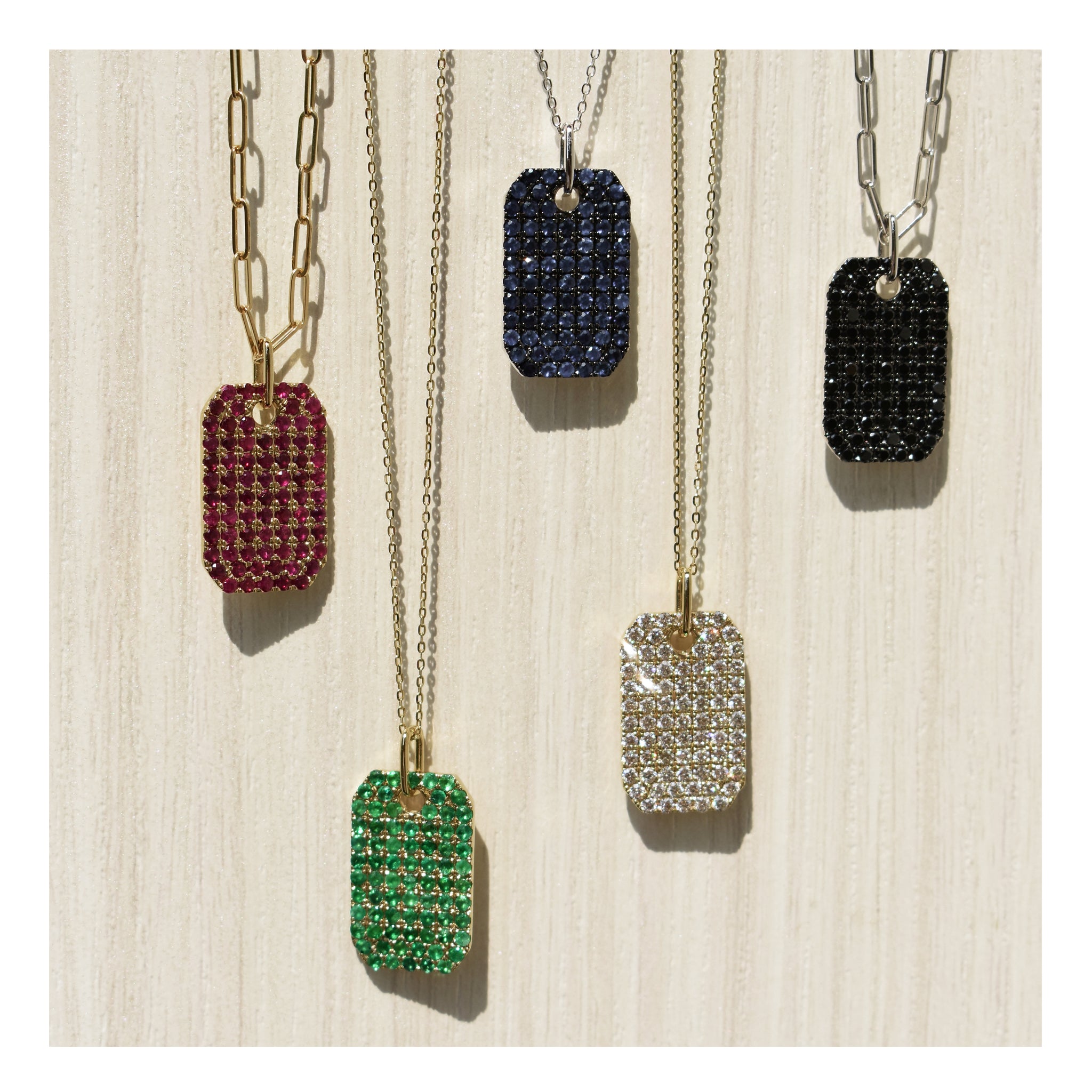 14K Gold Black Diamond Pave Dog Tag Charm Sabrina Design